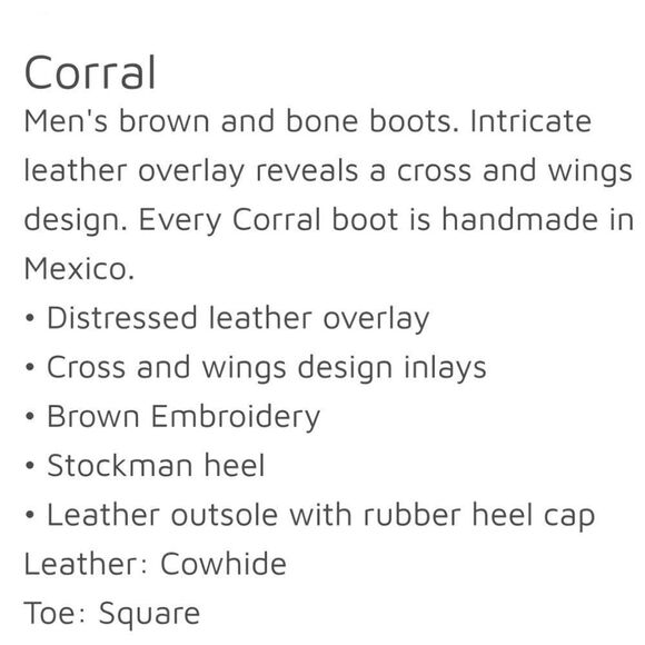 🔥CORRAL Hand Made Cross&Wings Leather Overlay Distressed Cowboy Western Boots - Picture 15 of 15